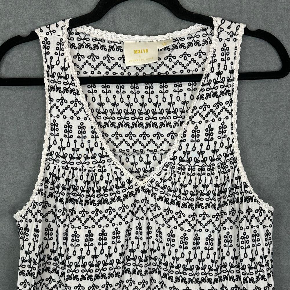 Maeve Top Womens Large Black White Embroidered Peplum Flowy Boho Beachy Loose - Picture 2 of 12